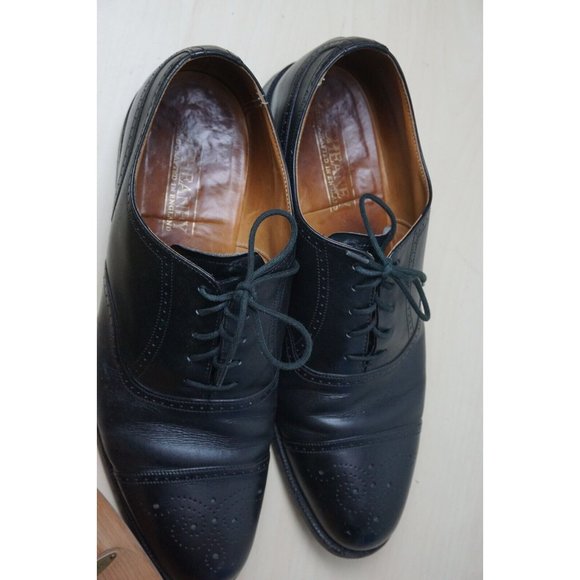 Cheaney Brogue Cap Toe Black Leather Mens Dress Shoes Sz 10.5 175D England main image 8